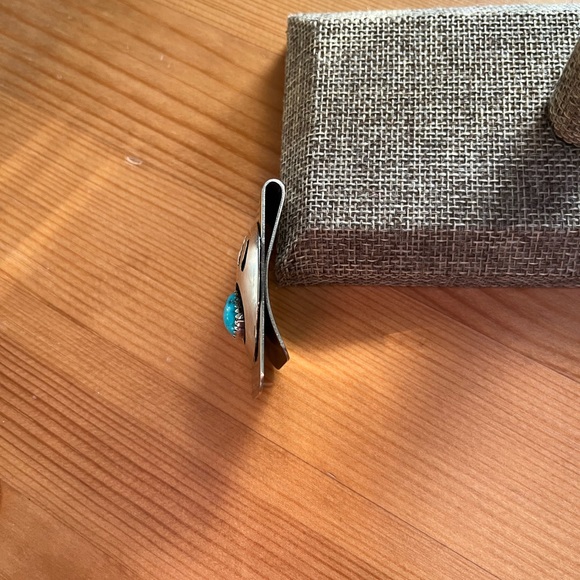 Navajo Native American handmade sterling Silver Turquoise Bear Claw Money-clip! - Picture 3 of 7